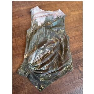Faithfull the Brand Loire Ribbed Tank Balinese Landscape Tropical Top USA Sz 6